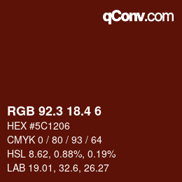 カラーコード: RGB 92.3 18.4 6 | qconv.com