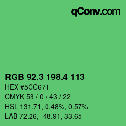 カラーコード: RGB 92.3 198.4 113 | qconv.com
