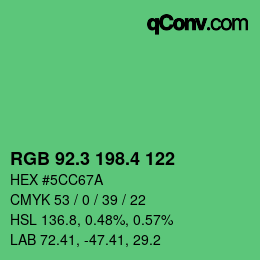 カラーコード: RGB 92.3 198.4 122 | qconv.com