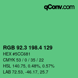 カラーコード: RGB 92.3 198.4 129 | qconv.com