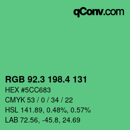 カラーコード: RGB 92.3 198.4 131 | qconv.com