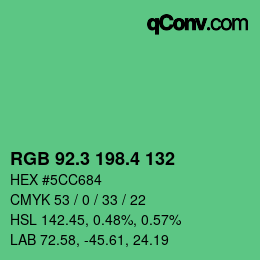 カラーコード: RGB 92.3 198.4 132 | qconv.com