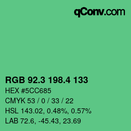 カラーコード: RGB 92.3 198.4 133 | qconv.com