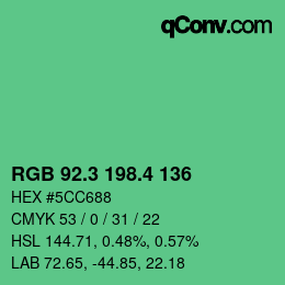 カラーコード: RGB 92.3 198.4 136 | qconv.com