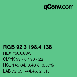 カラーコード: RGB 92.3 198.4 138 | qconv.com