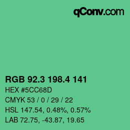 カラーコード: RGB 92.3 198.4 141 | qconv.com