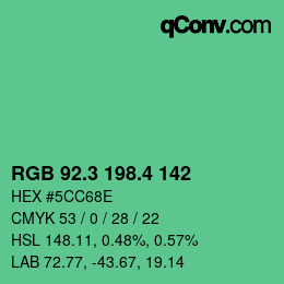 カラーコード: RGB 92.3 198.4 142 | qconv.com
