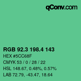 カラーコード: RGB 92.3 198.4 143 | qconv.com