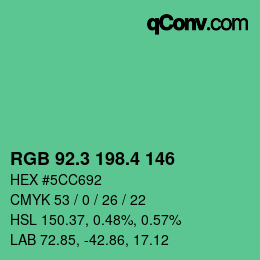 カラーコード: RGB 92.3 198.4 146 | qconv.com