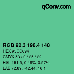 カラーコード: RGB 92.3 198.4 148 | qconv.com