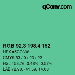 カラーコード: RGB 92.3 198.4 152 | qconv.com