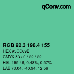 カラーコード: RGB 92.3 198.4 155 | qconv.com