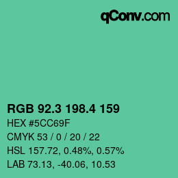 カラーコード: RGB 92.3 198.4 159 | qconv.com