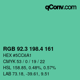 カラーコード: RGB 92.3 198.4 161 | qconv.com