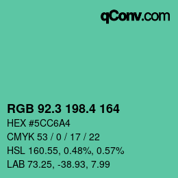 カラーコード: RGB 92.3 198.4 164 | qconv.com