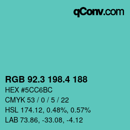 カラーコード: RGB 92.3 198.4 188 | qconv.com