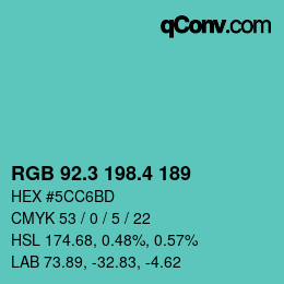 カラーコード: RGB 92.3 198.4 189 | qconv.com