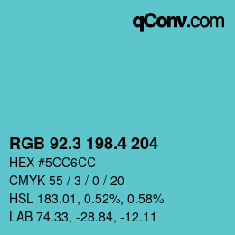 カラーコード: RGB 92.3 198.4 204 | qconv.com