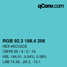 カラーコード: RGB 92.3 198.4 206 | qconv.com