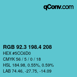 カラーコード: RGB 92.3 198.4 208 | qconv.com