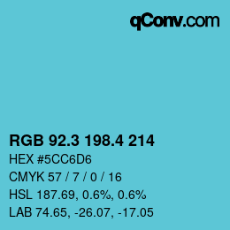 カラーコード: RGB 92.3 198.4 214 | qconv.com