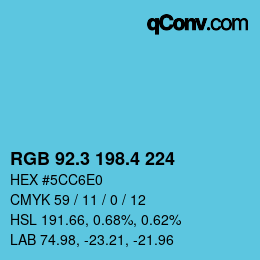 カラーコード: RGB 92.3 198.4 224 | qconv.com