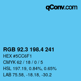 カラーコード: RGB 92.3 198.4 241 | qconv.com