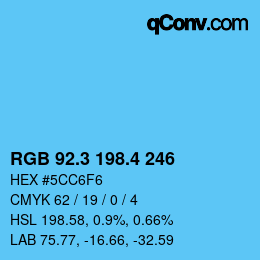 カラーコード: RGB 92.3 198.4 246 | qconv.com