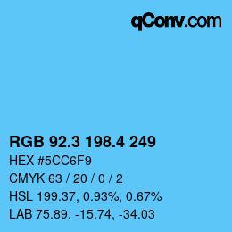 カラーコード: RGB 92.3 198.4 249 | qconv.com