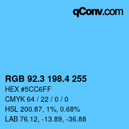カラーコード: RGB 92.3 198.4 255 | qconv.com