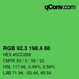 カラーコード: RGB 92.3 198.4 88 | qconv.com