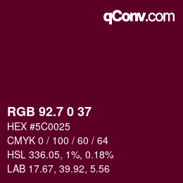 カラーコード: RGB 92.7 0 37 | qconv.com