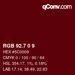 カラーコード: RGB 92.7 0 9 | qconv.com