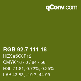 カラーコード: RGB 92.7 111 18 | qconv.com