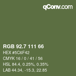 カラーコード: RGB 92.7 111 66 | qconv.com