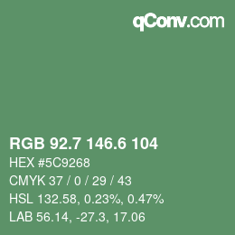 カラーコード: RGB 92.7 146.6 104 | qconv.com