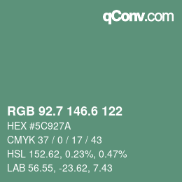 カラーコード: RGB 92.7 146.6 122 | qconv.com