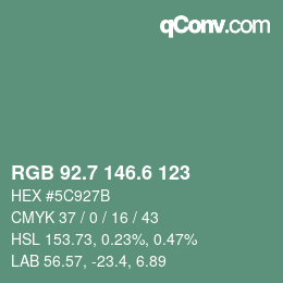 カラーコード: RGB 92.7 146.6 123 | qconv.com