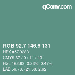 カラーコード: RGB 92.7 146.6 131 | qconv.com