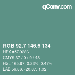 カラーコード: RGB 92.7 146.6 134 | qconv.com