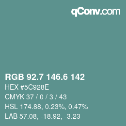 カラーコード: RGB 92.7 146.6 142 | qconv.com