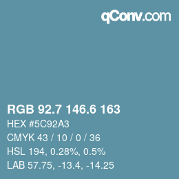 カラーコード: RGB 92.7 146.6 163 | qconv.com