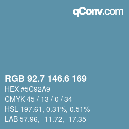 カラーコード: RGB 92.7 146.6 169 | qconv.com