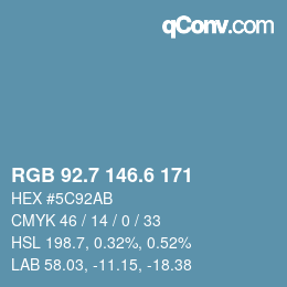 カラーコード: RGB 92.7 146.6 171 | qconv.com
