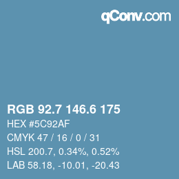 カラーコード: RGB 92.7 146.6 175 | qconv.com