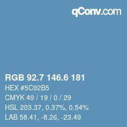 カラーコード: RGB 92.7 146.6 181 | qconv.com