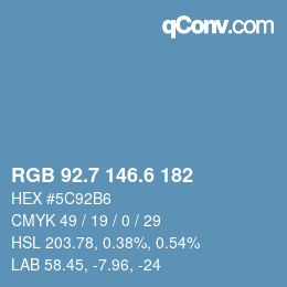 カラーコード: RGB 92.7 146.6 182 | qconv.com
