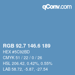 カラーコード: RGB 92.7 146.6 189 | qconv.com