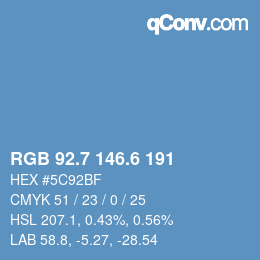 カラーコード: RGB 92.7 146.6 191 | qconv.com
