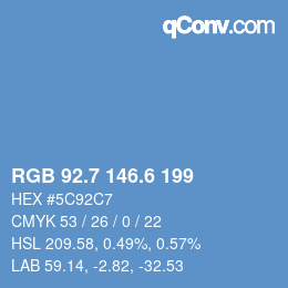 カラーコード: RGB 92.7 146.6 199 | qconv.com